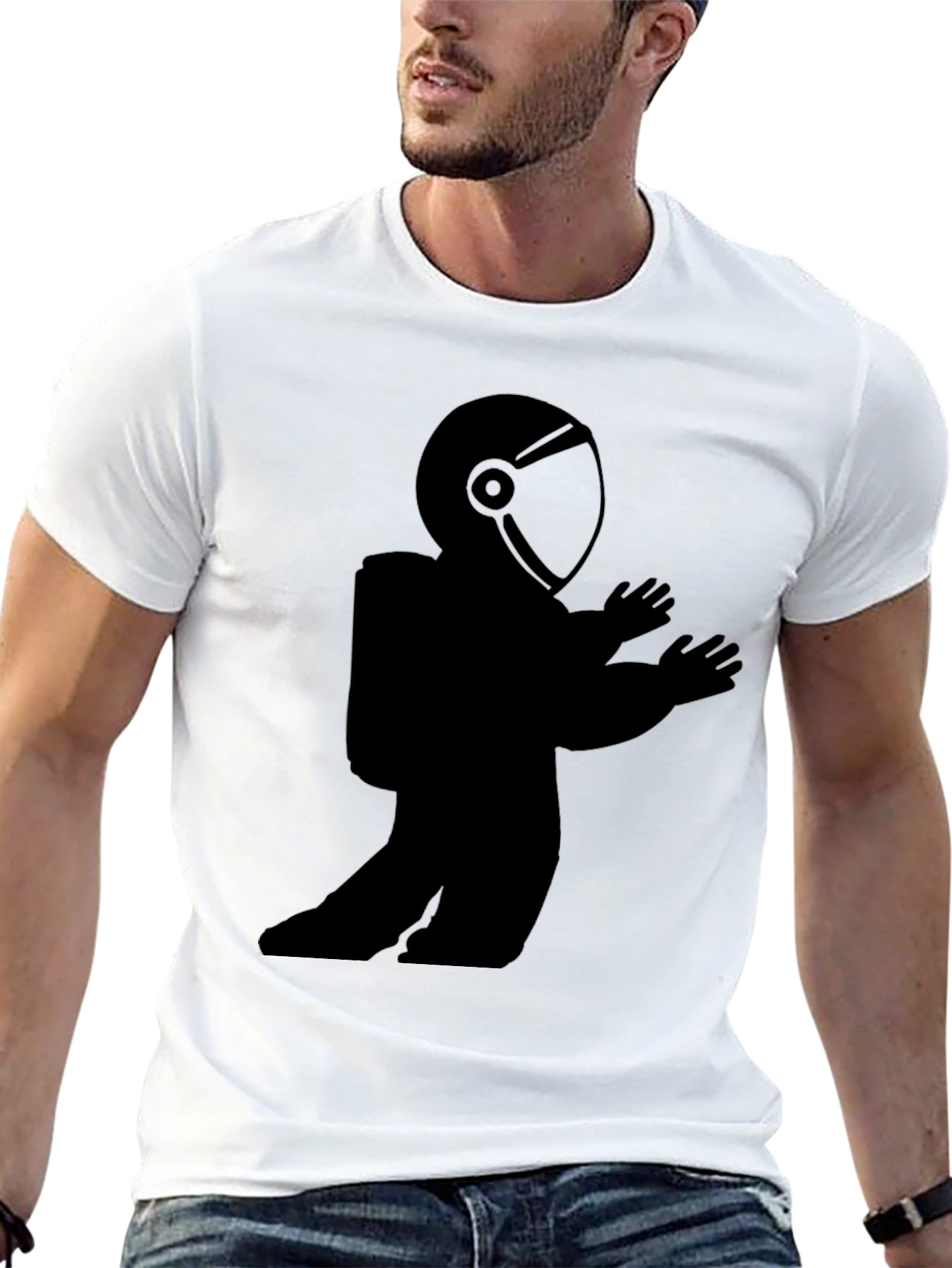Astronaut Graphic T-Shirt - Mens Black Crew Neck Tee