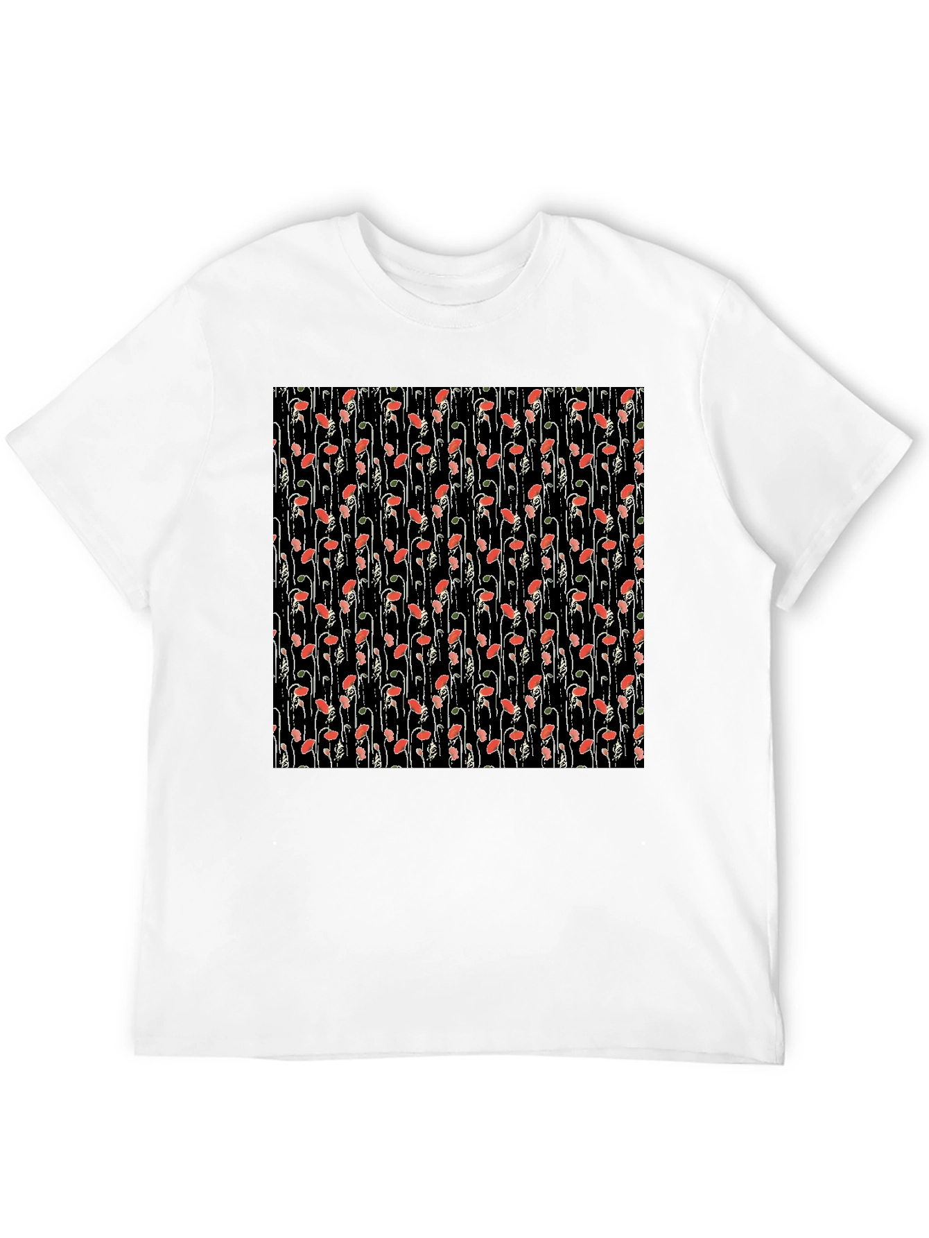Floral Print Tee - Black Cotton Comfort