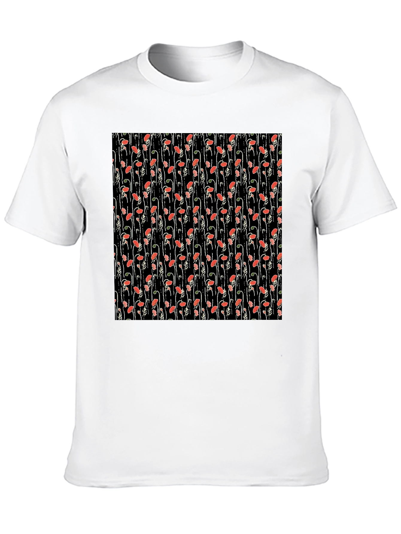 Floral Print Tee - Black Cotton Comfort