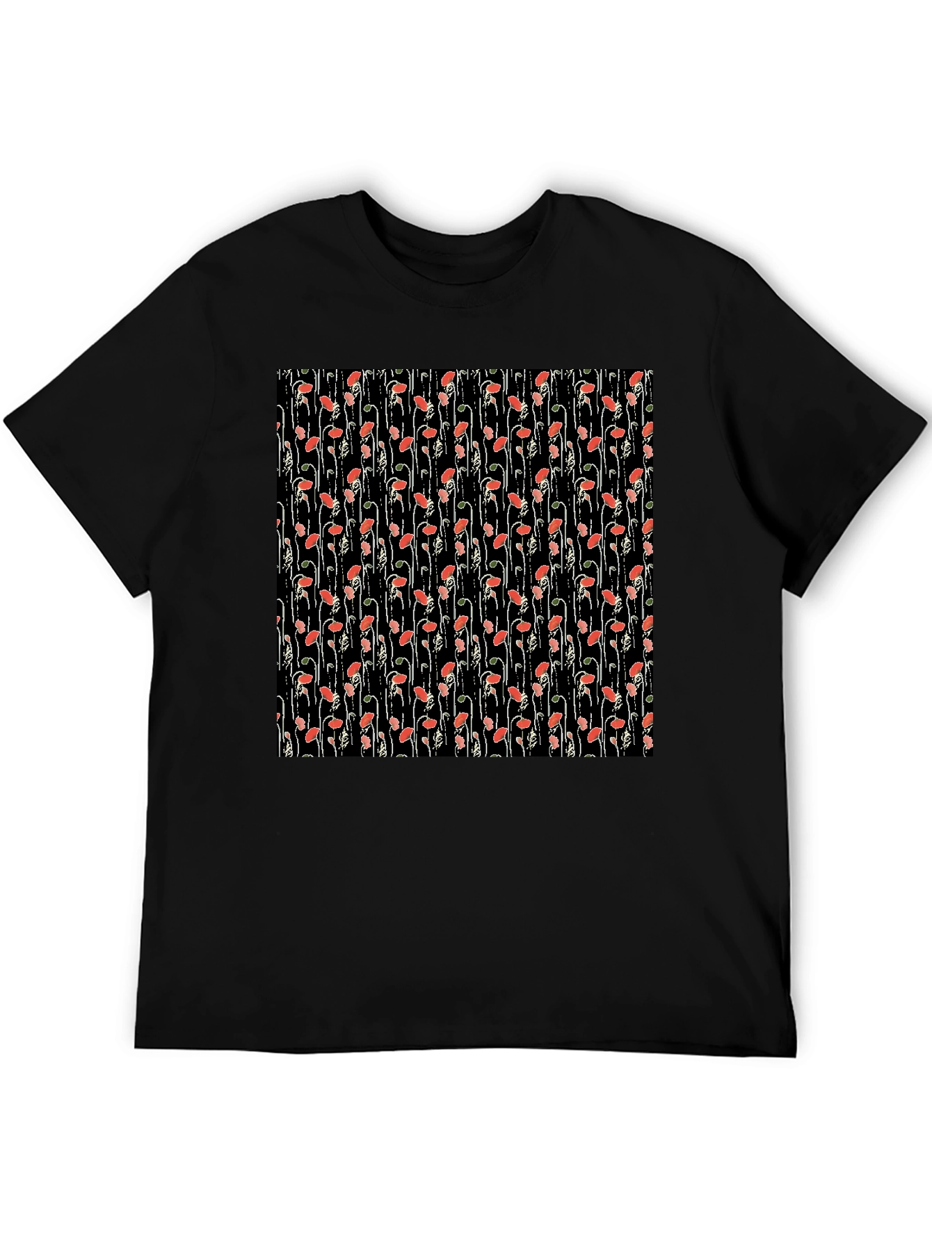 Floral Print Tee - Black Cotton Comfort