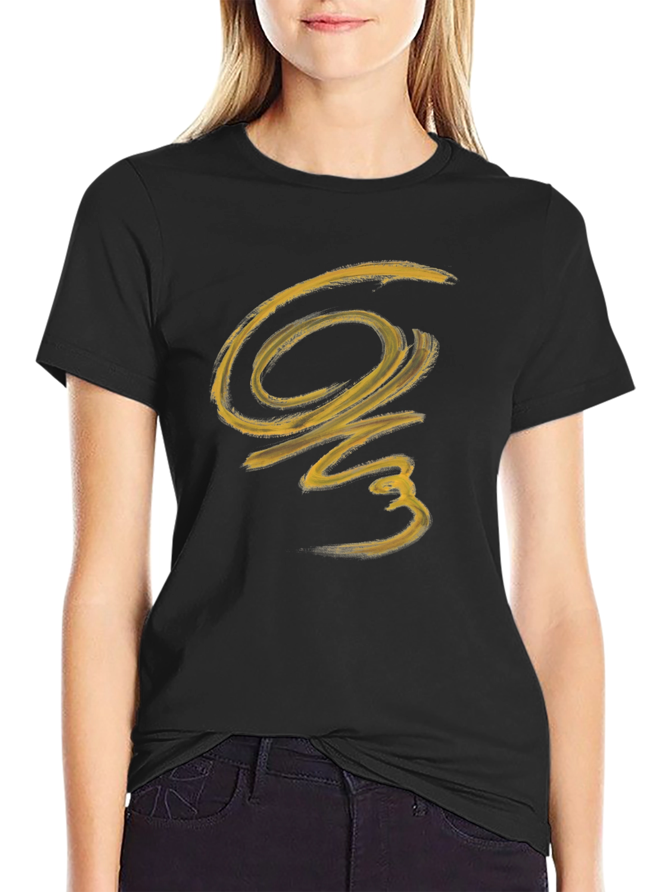 Abstract Brushstroke Graphic Black T-Shirt