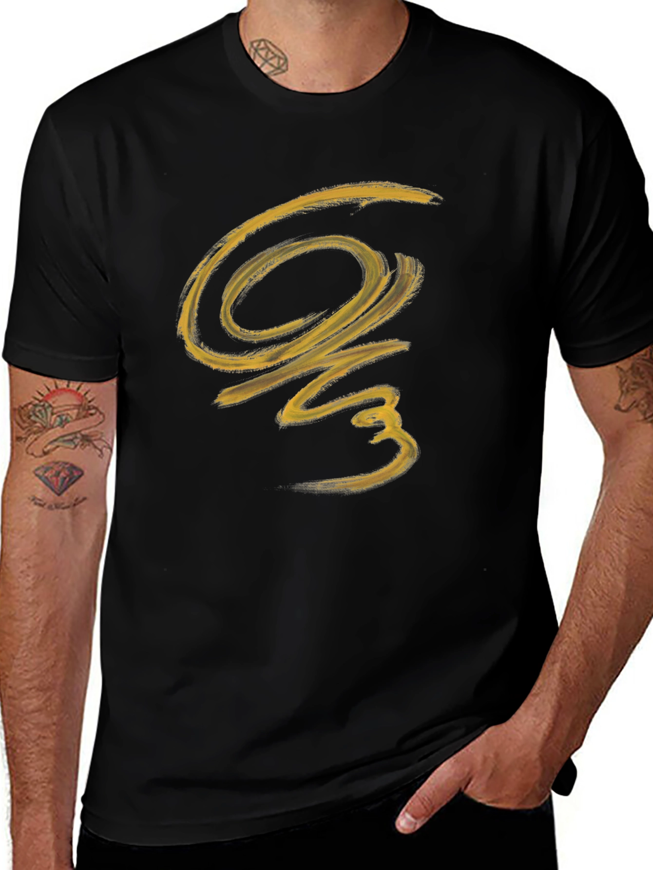 Abstract Brushstroke Graphic Black T-Shirt