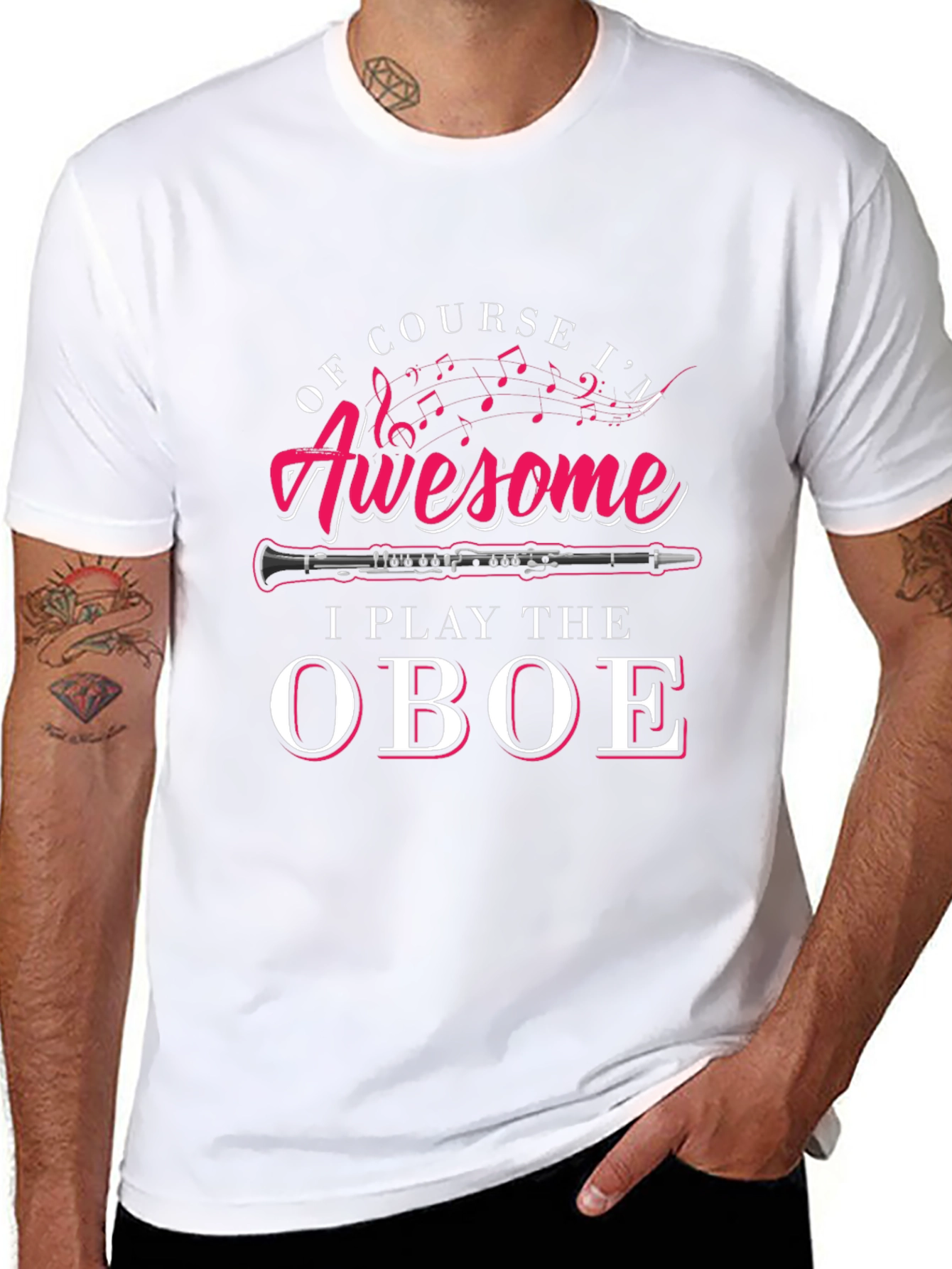 Awesome Oboe Player Black T-Shirt