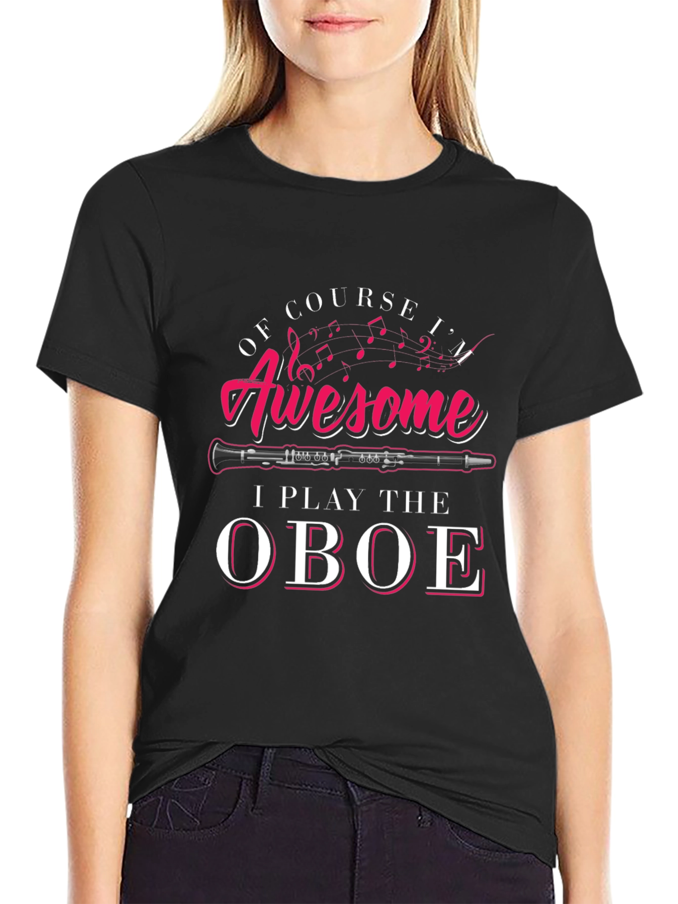 Awesome Oboe Player Black T-Shirt