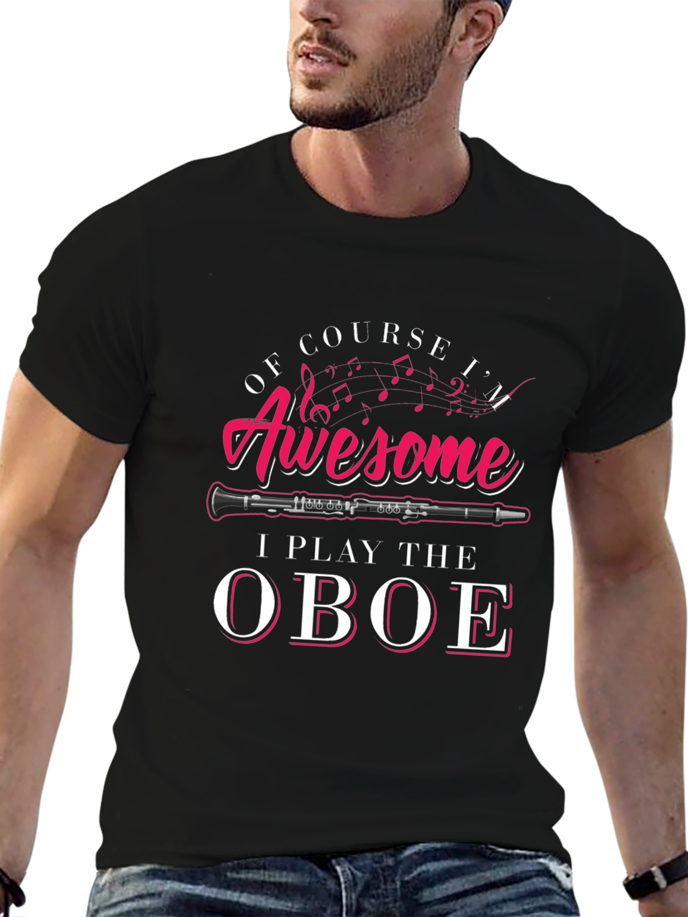 Awesome Oboe Player Black T-Shirt