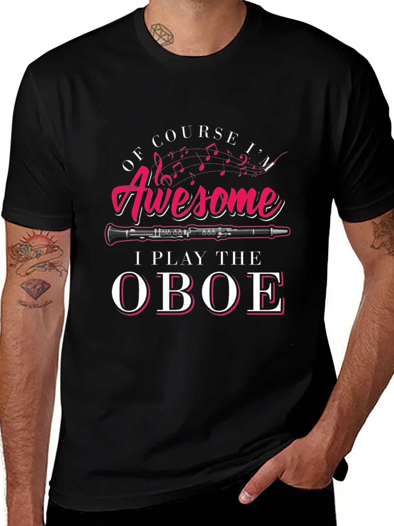 Awesome Oboe Player Black T-Shirt