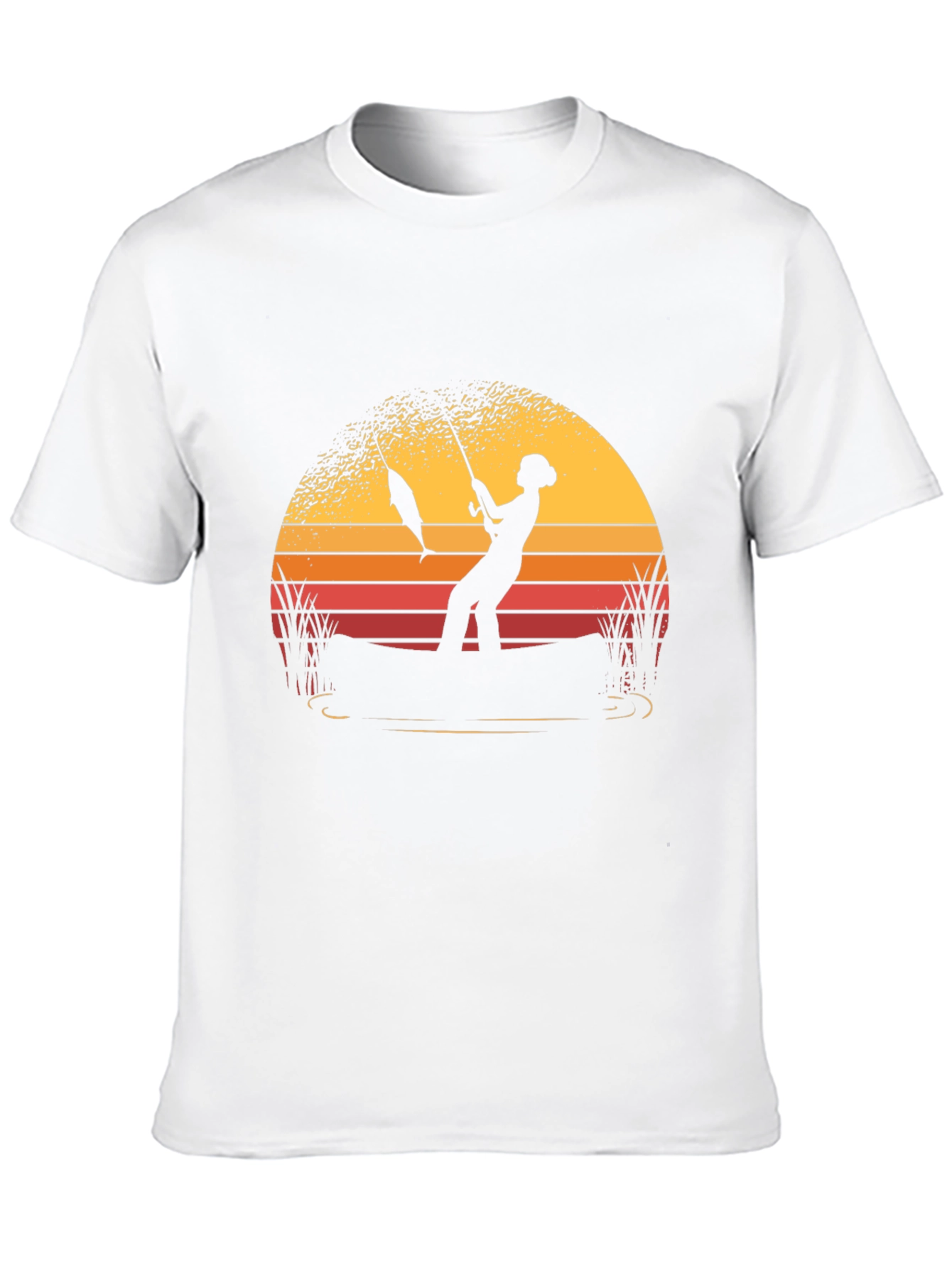 Fisherman Sunset Graphic Tee - Black Cotton Shirt