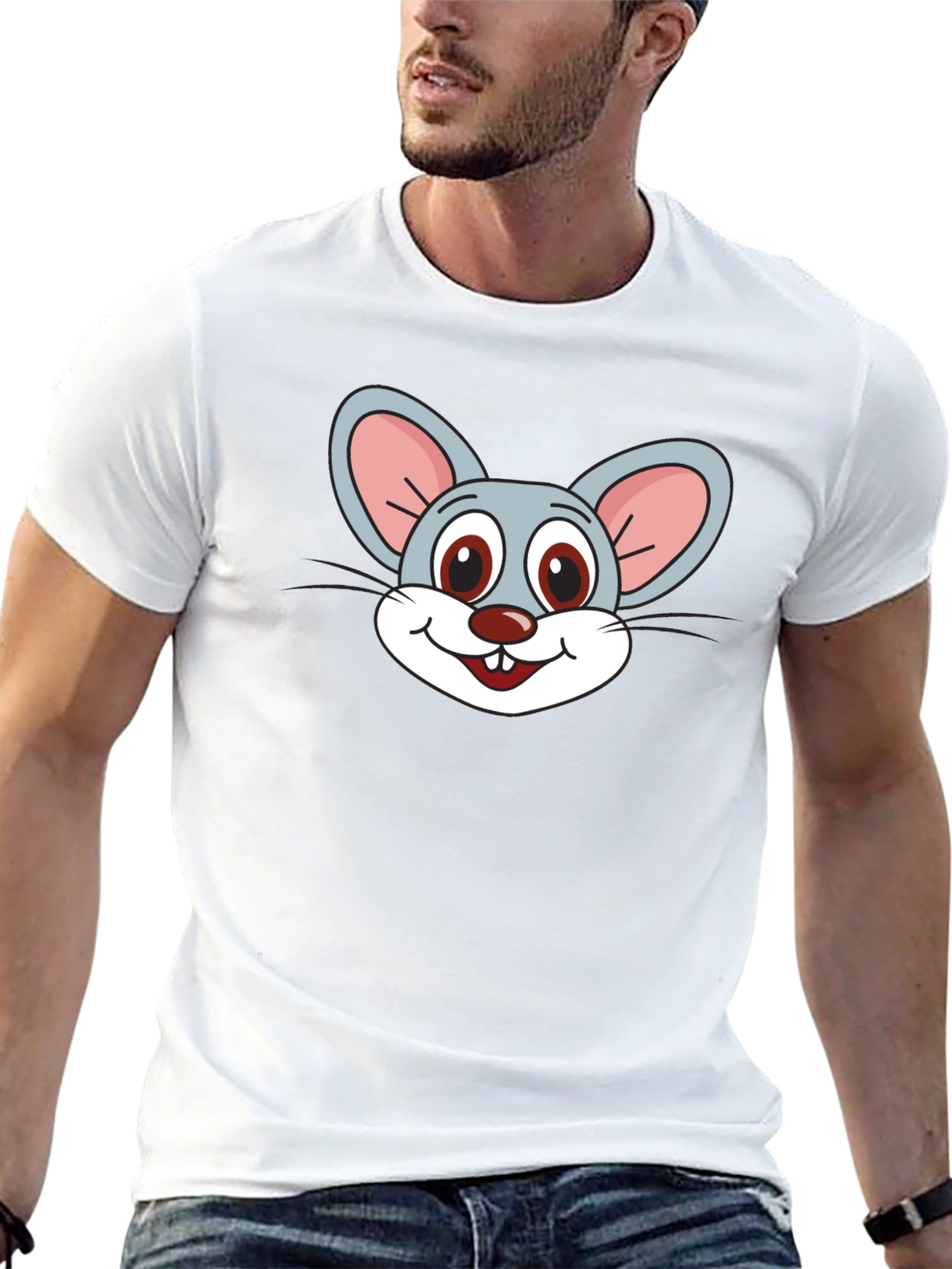 Cartoon Mouse Graphic Black T-Shirt