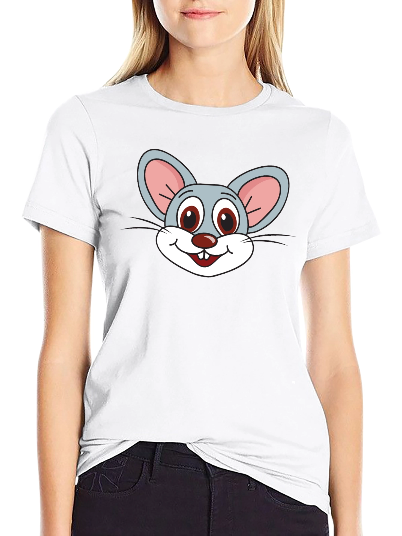 Cartoon Mouse Graphic Black T-Shirt