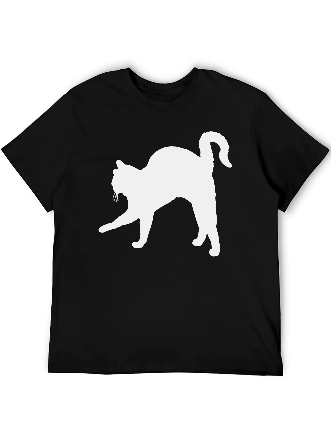 Cat Silhouette T-Shirt - Black Cotton Tee