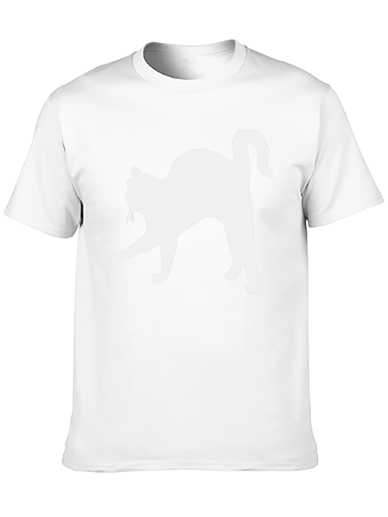Cat Silhouette T-Shirt - Black Cotton Tee