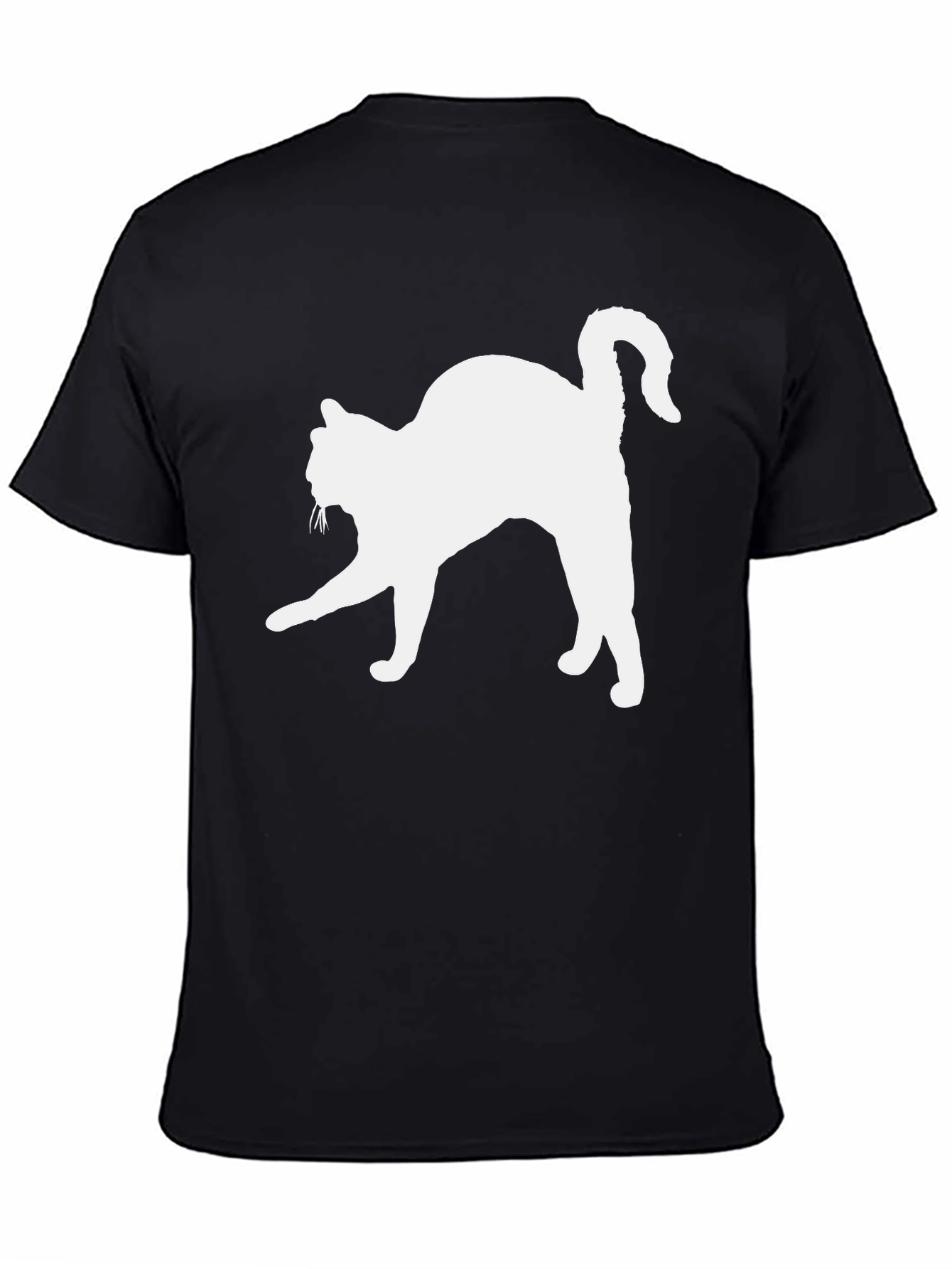Cat Silhouette T-Shirt - Black Cotton Tee