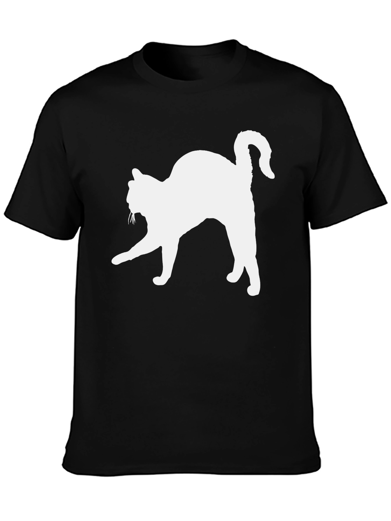 Cat Silhouette T-Shirt - Black Cotton Tee