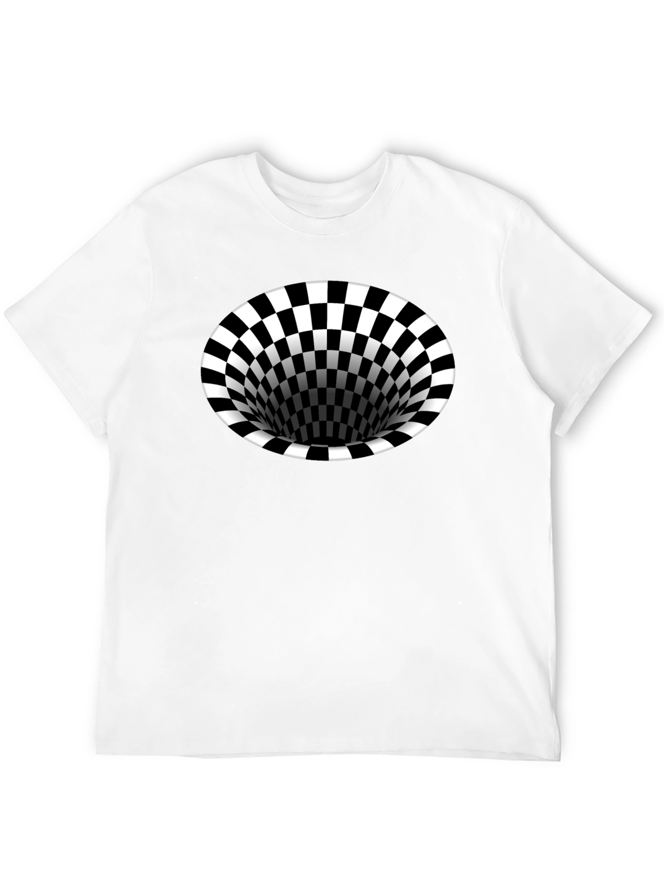 Optical Illusion T-Shirt - Black Hole Checkerboard Tee