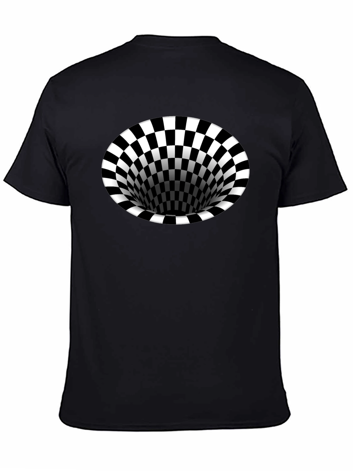 Optical Illusion T-Shirt - Black Hole Checkerboard Tee