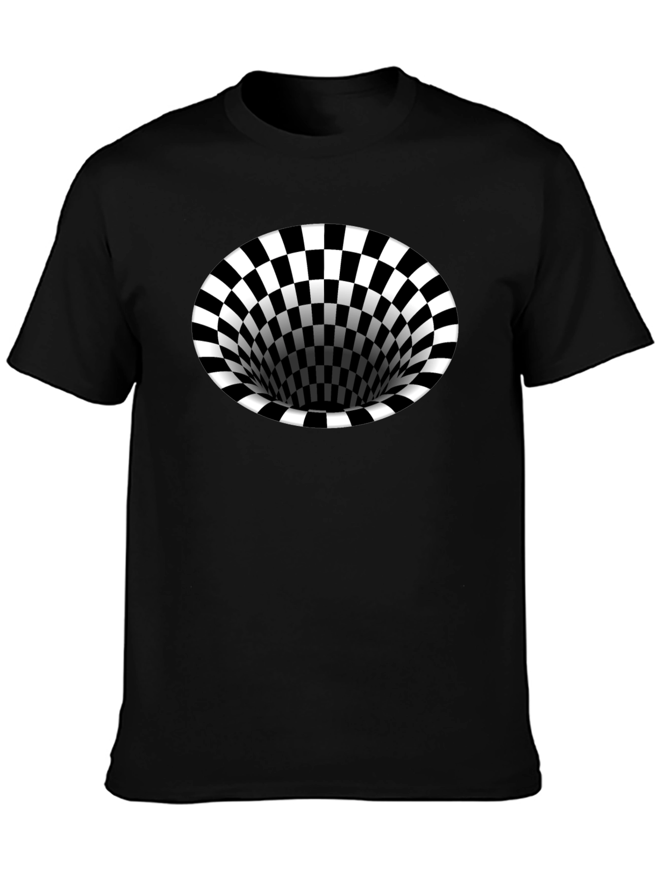 Optical Illusion T-Shirt - Black Hole Checkerboard Tee