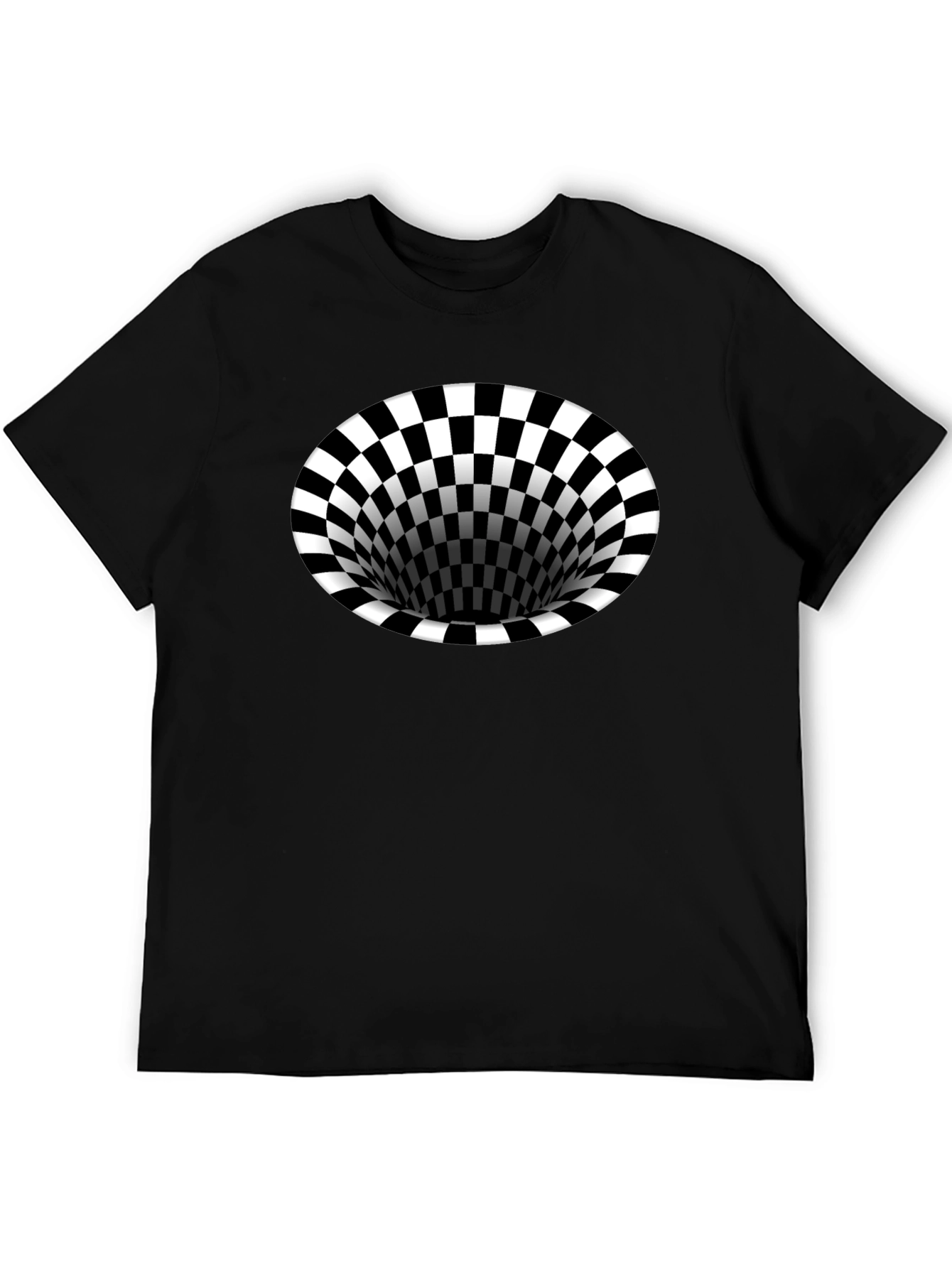 Optical Illusion T-Shirt - Black Hole Checkerboard Tee