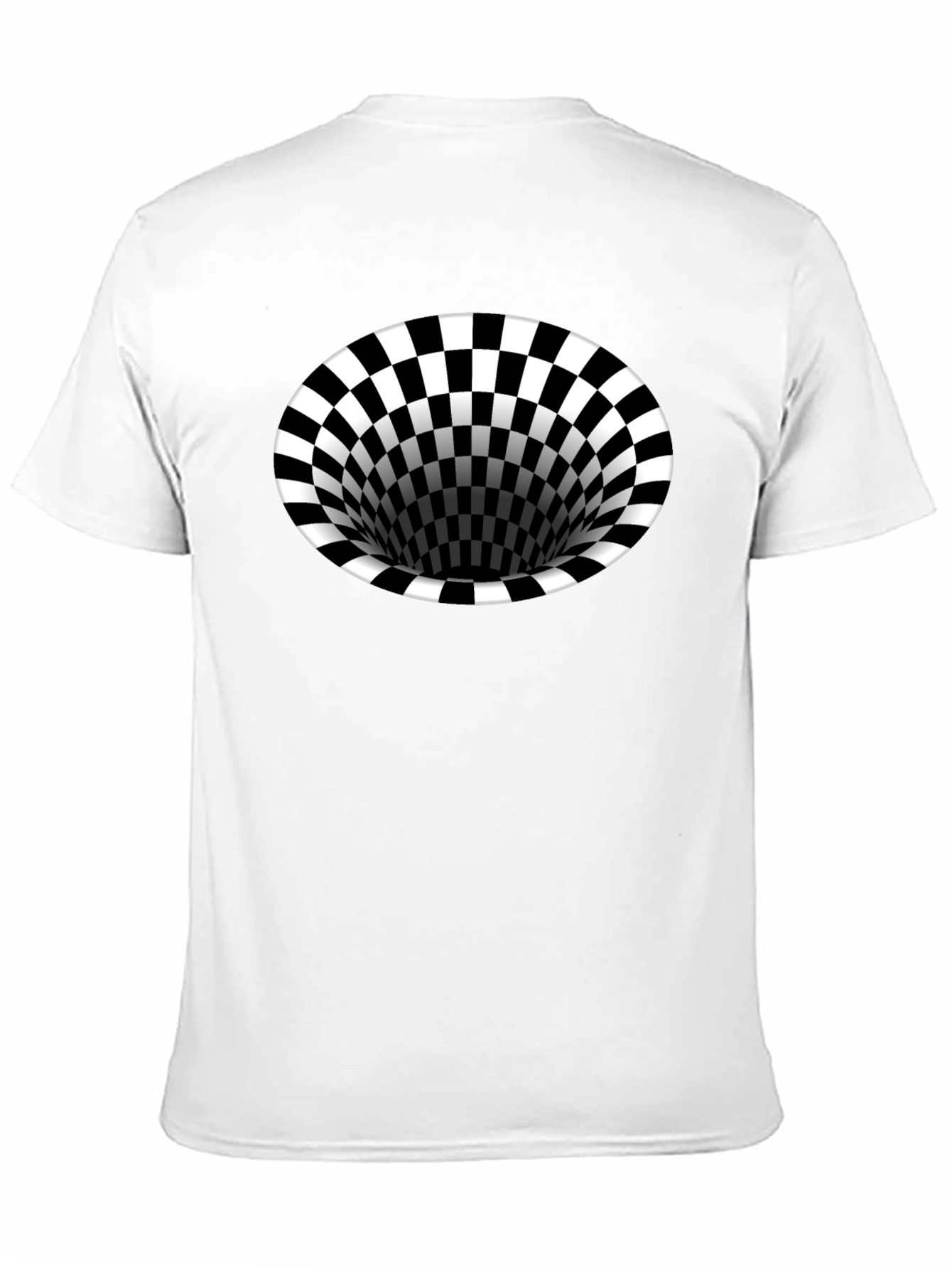 Optical Illusion T-Shirt - Black Hole Checkerboard Tee