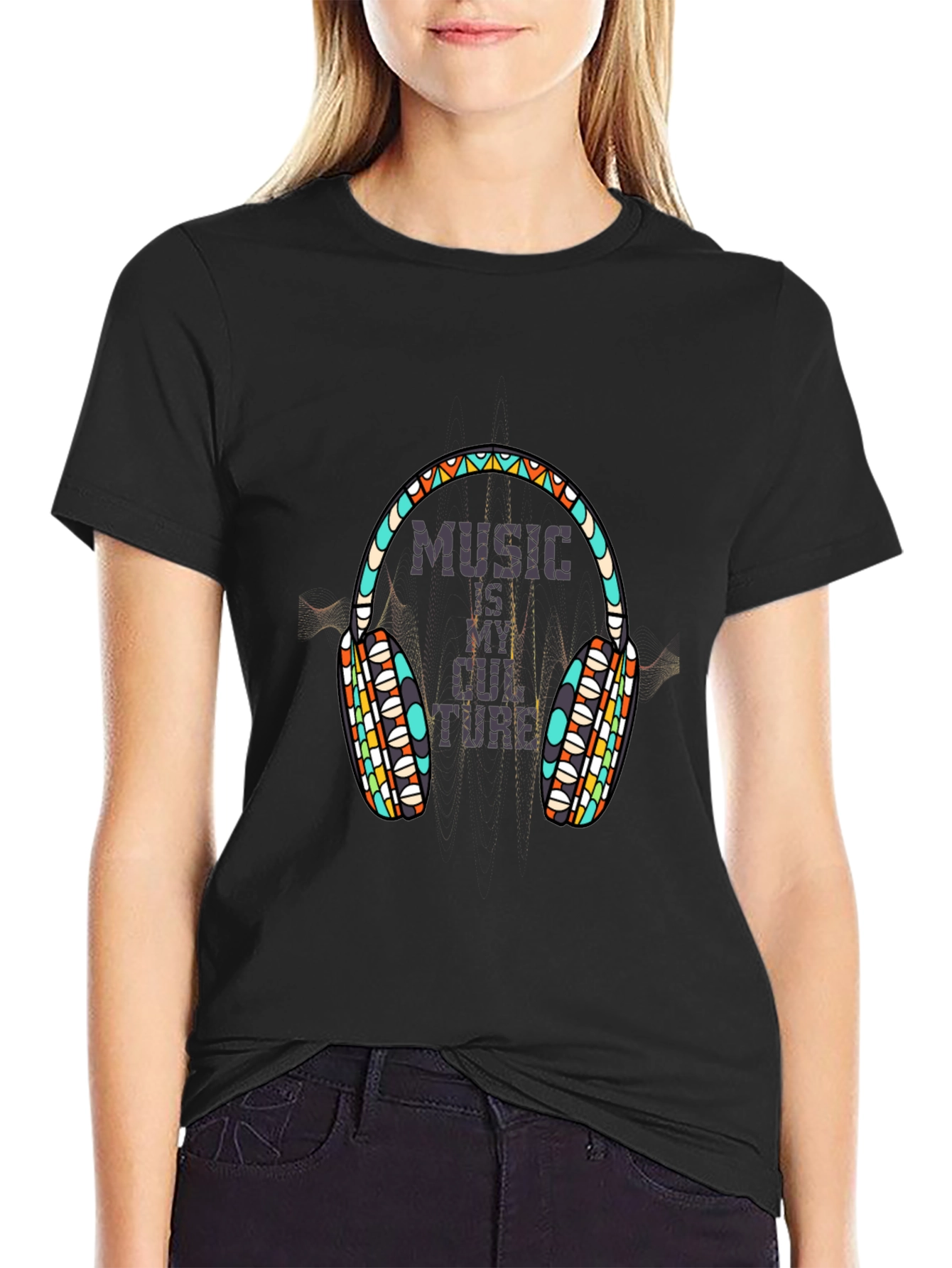 Music is My Culture Graphic Black T-Shirt