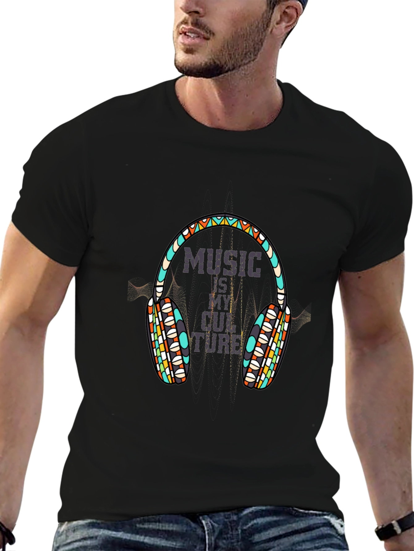 Music is My Culture Graphic Black T-Shirt